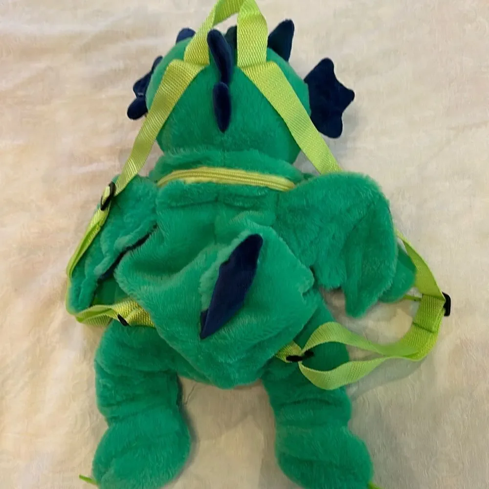 Backpack Dragon Dinosaur Plush Soft Textured Green